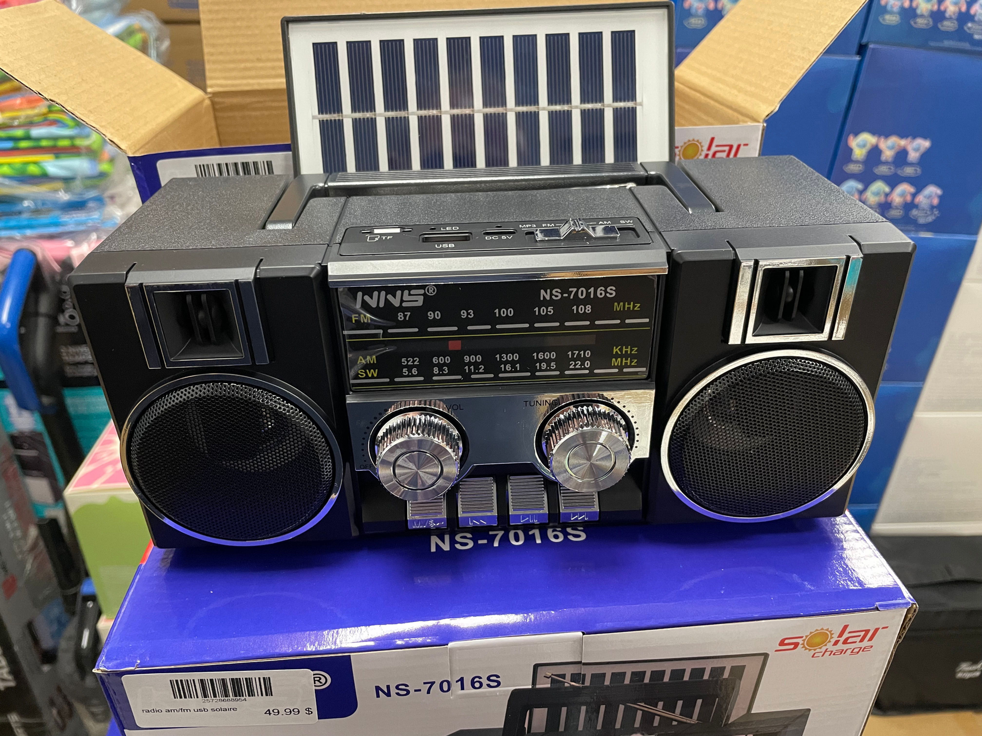 Radio am/fm Bluetooth rechargeable usb ou solaire