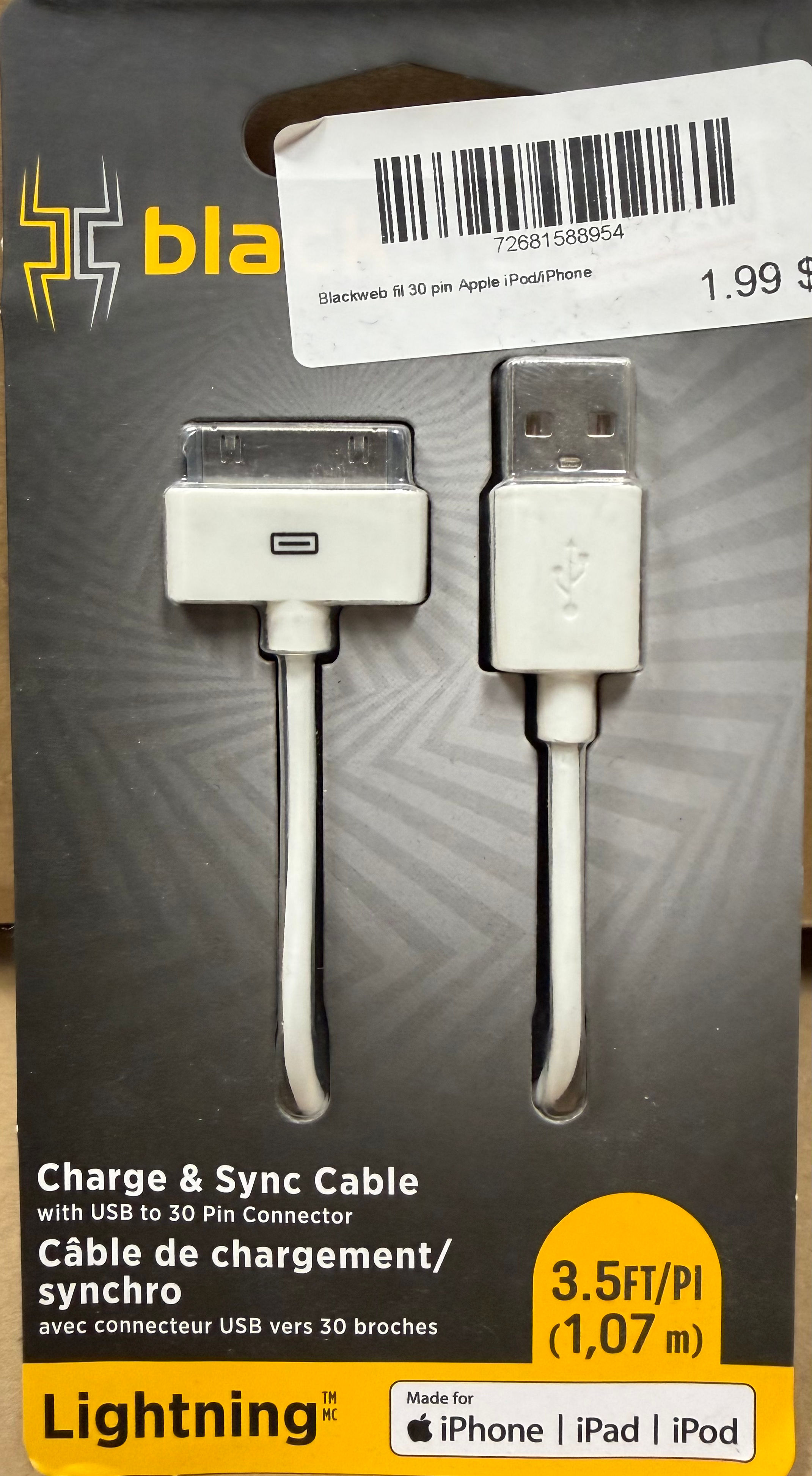 Blackweb fil 30 pin Apple iPod/iPhone