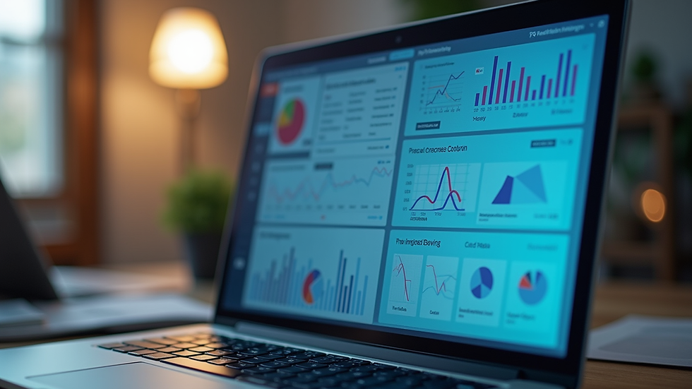 Close-up view of a laptop screen showing a digital marketing dashboard