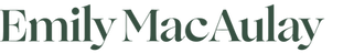 Emily MacAulay logo in dark green font colour