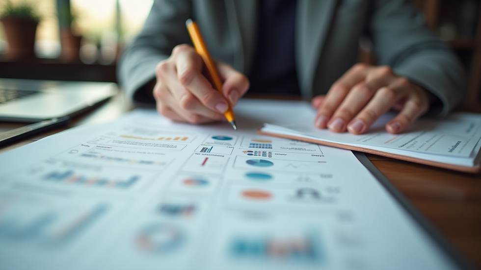 Close-up view of a person reviewing SEO strategy notes on a desk
