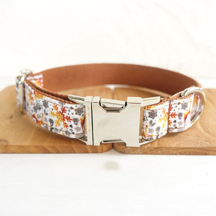 Thumbnail: Handmade Golden Christmas Dog Collar by MUTTCO