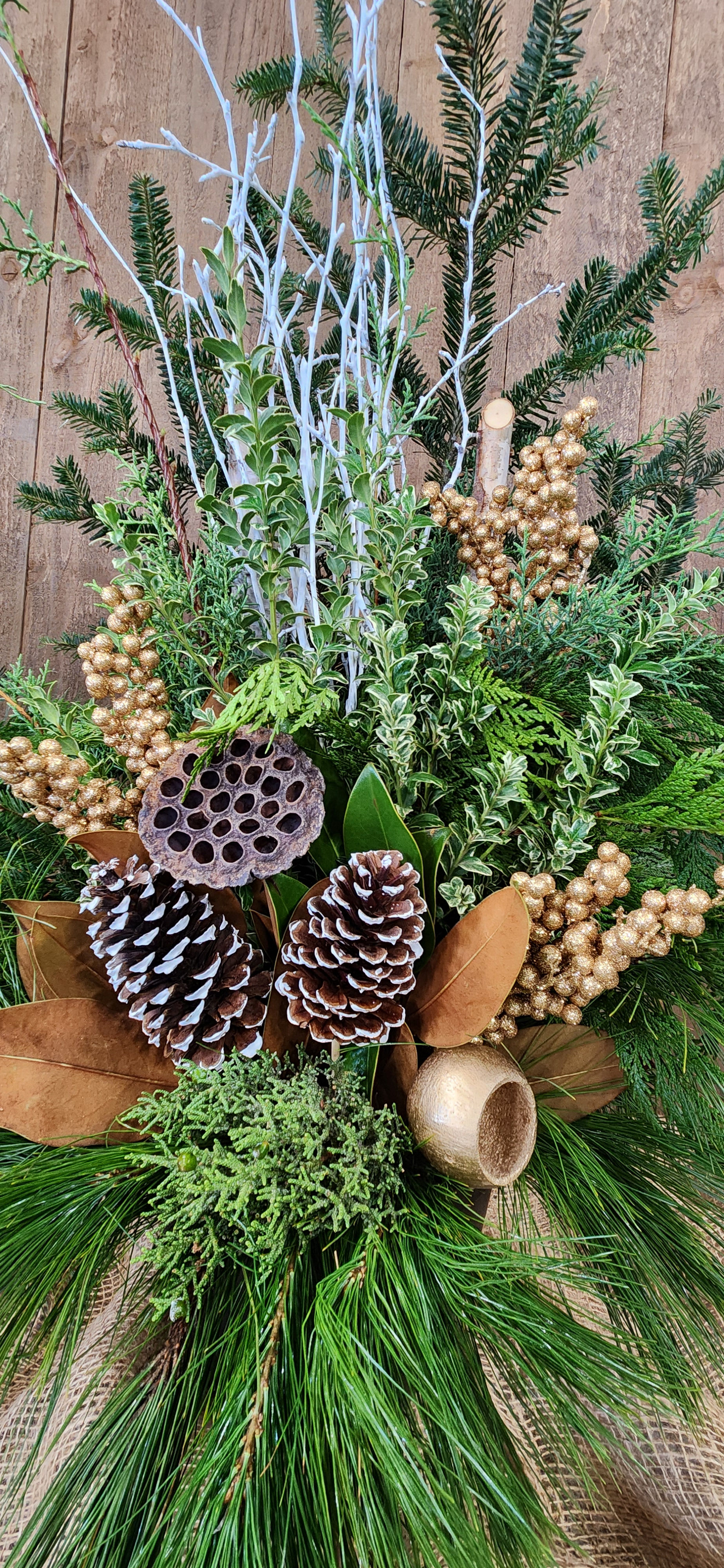 White and Gold Porch Pot