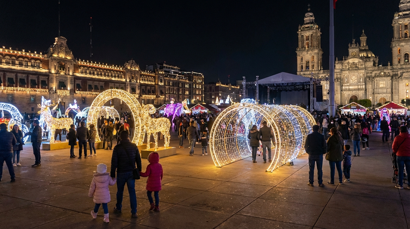 Festival de Luces de Invierno 2025 ilumina el Zócalo de CDMX del 13 de diciembre al 6 de enero