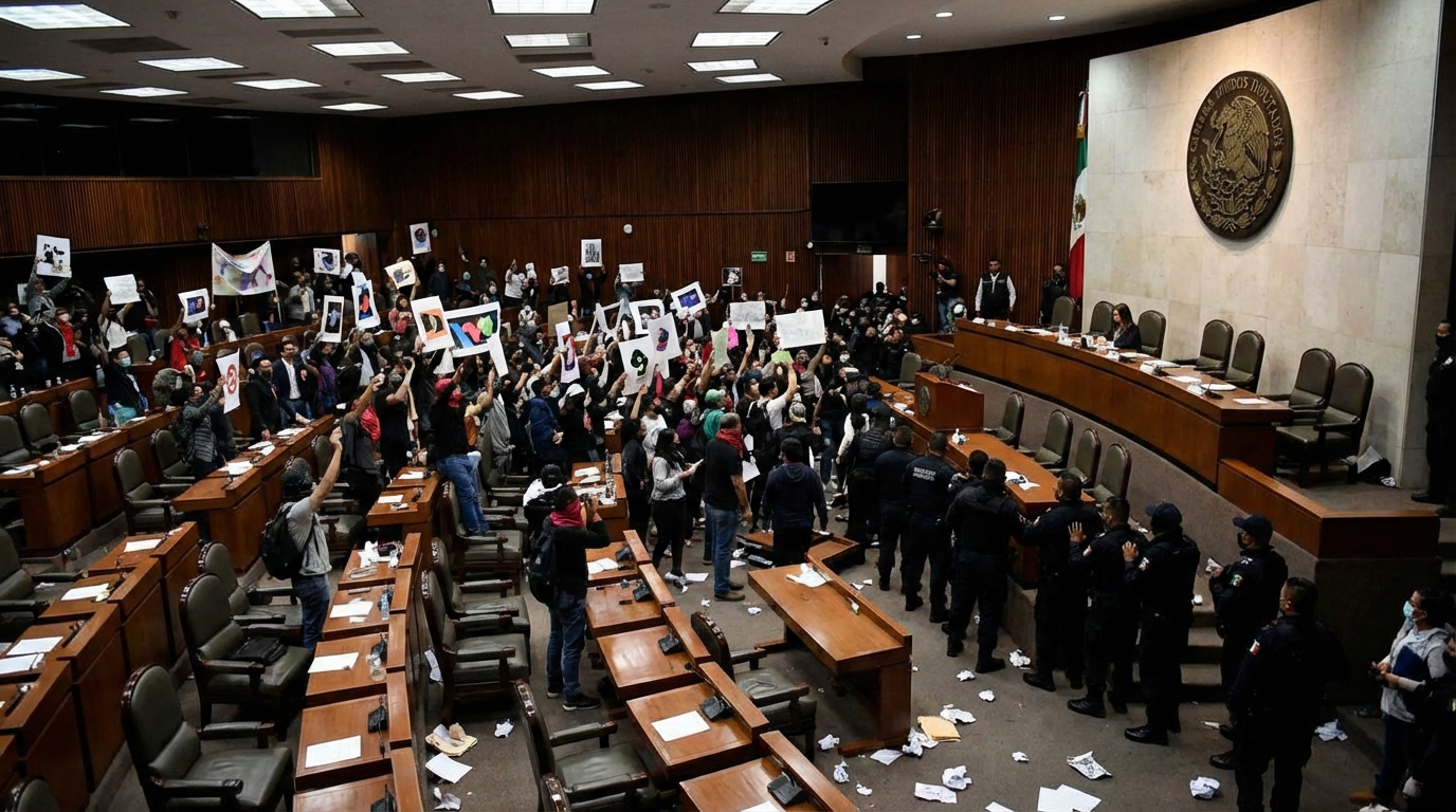 Protestas en el Congreso paralizan avance de reforma electoral impulsada por Morena