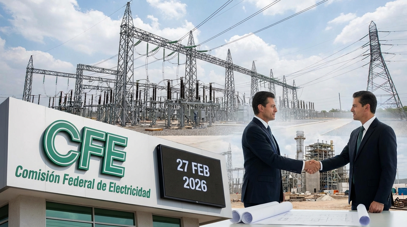 CFE amplía plazo para registrar proyectos de inversión mixta hasta el 27 de febrero de 2026