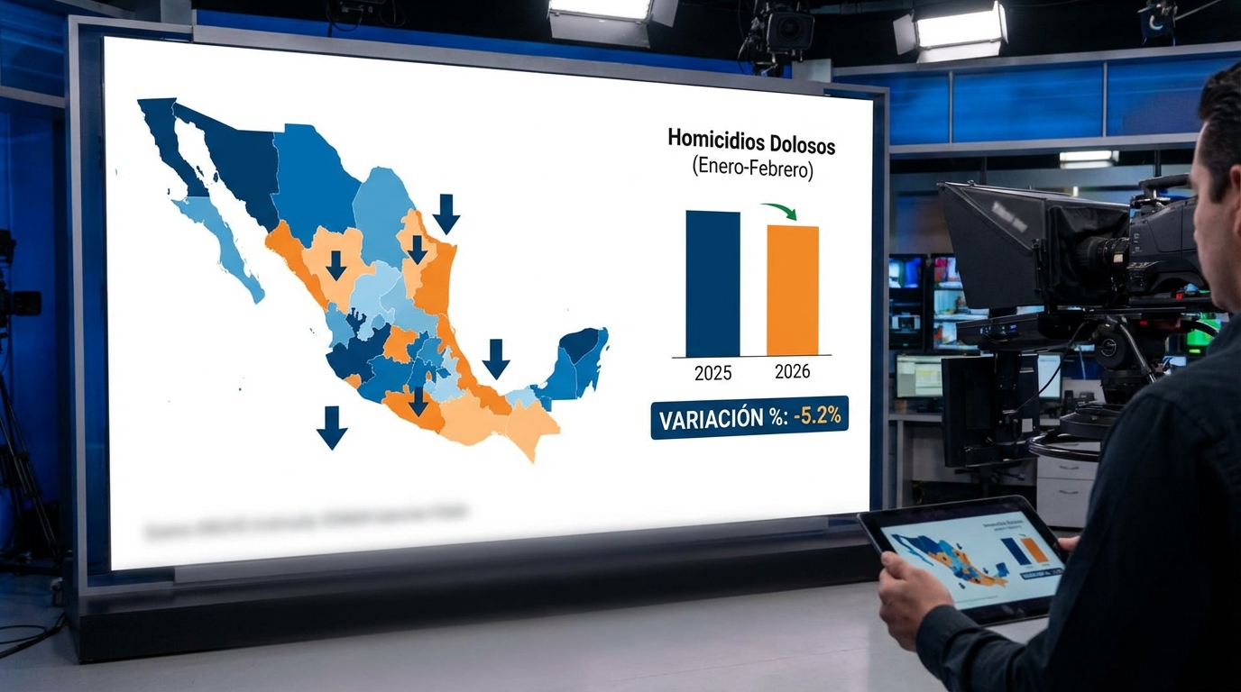México registra 12 mil homicidios dolosos en los primeros dos meses de 2026, con descenso en varias entidades