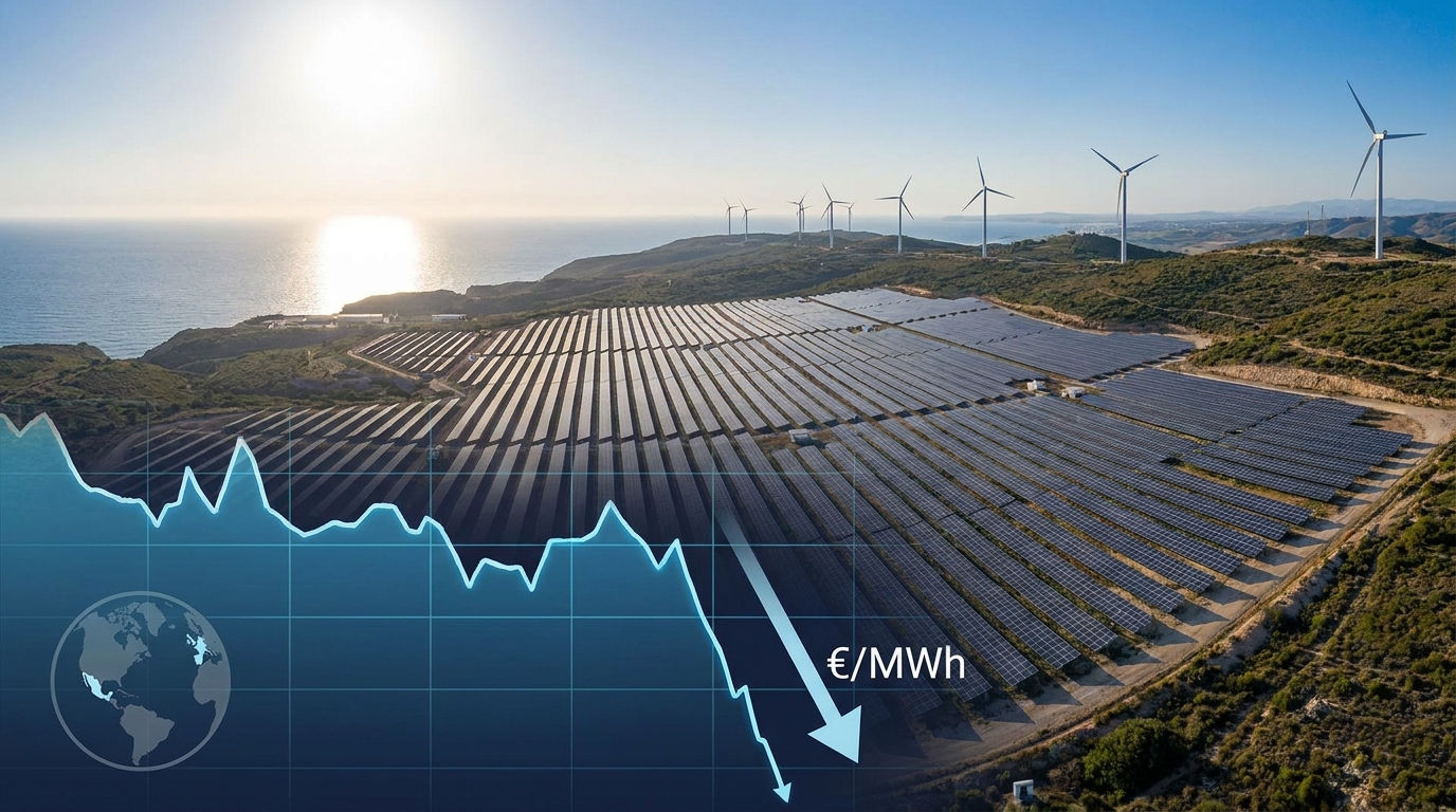 Precios eléctricos en Europa tocan mínimos históricos por récord de producción solar y eólica