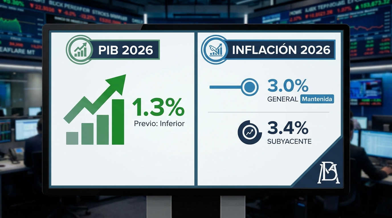 Banxico eleva pronóstico de crecimiento para 2026 a 1.3% y mantiene inflación en 3%