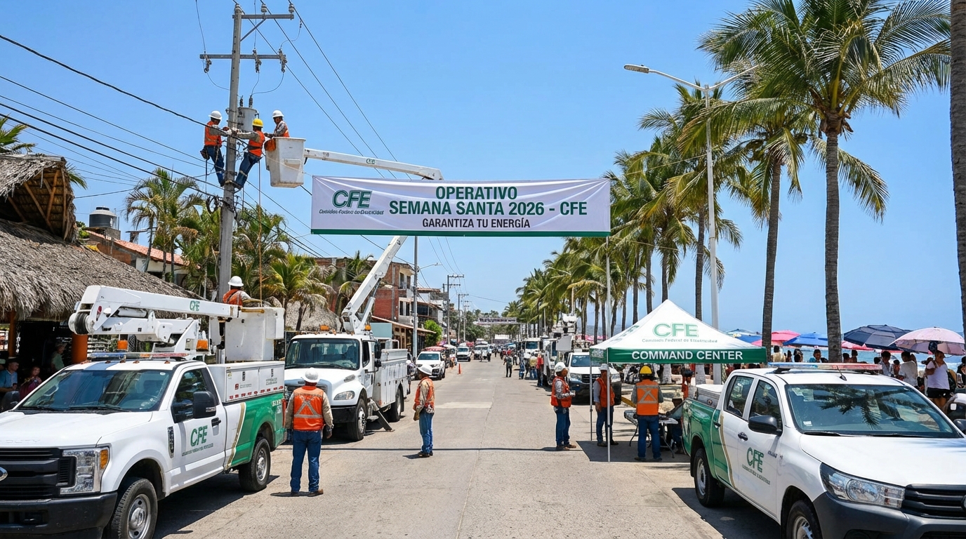 CFE activa operativo de Semana Santa 2026 para garantizar suministro eléctrico en México