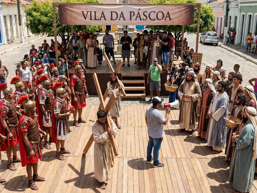 Grupo teatral sergipano acelera ensayos para la Pasión de Cristo en Vila da Páscoa