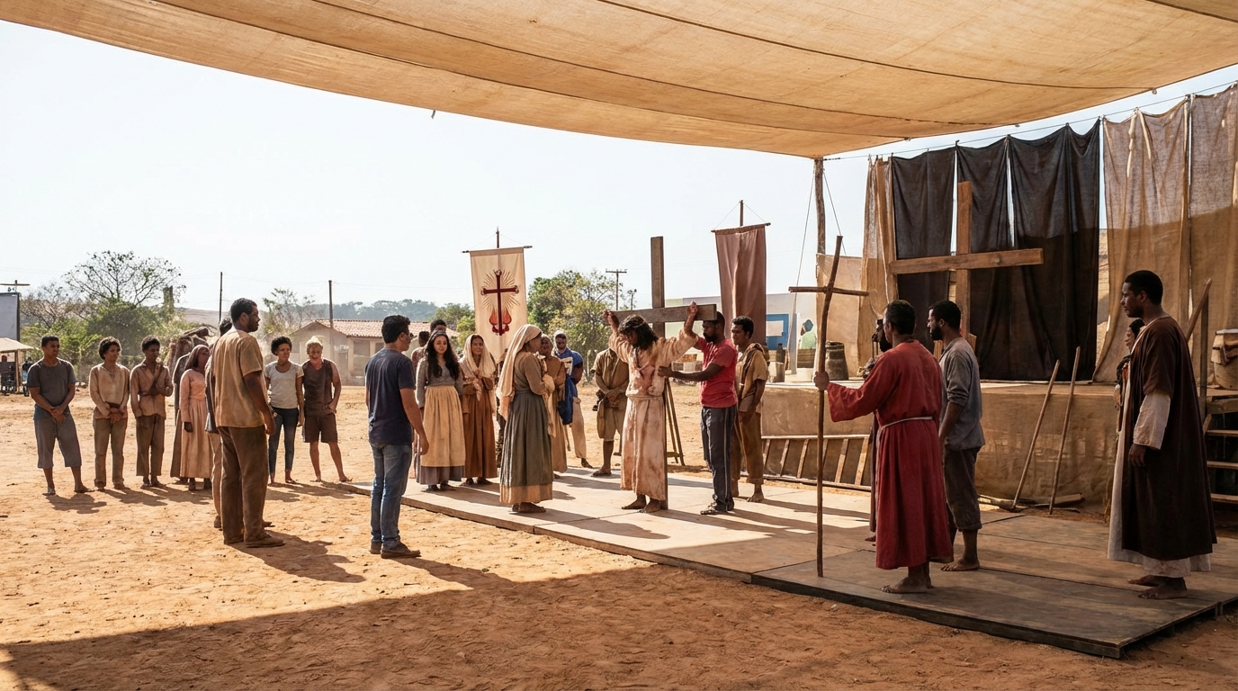 Grupo teatral sergipano acelera preparativos para emblemática Pasión de Cristo en Brasil