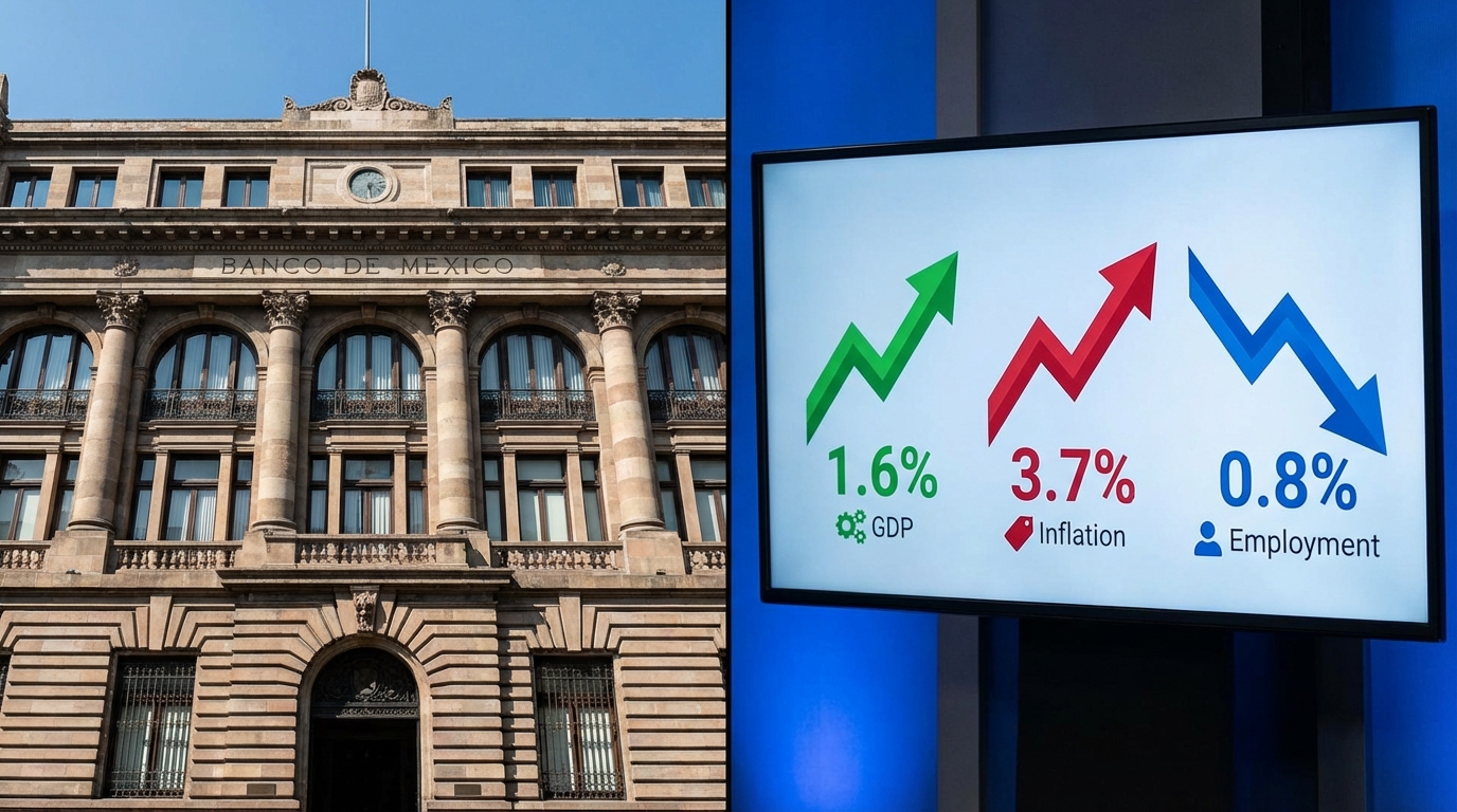 Banxico eleva a 1.6% pronóstico de crecimiento para México en 2026, pero anticipa mayor inflación y menor empleo