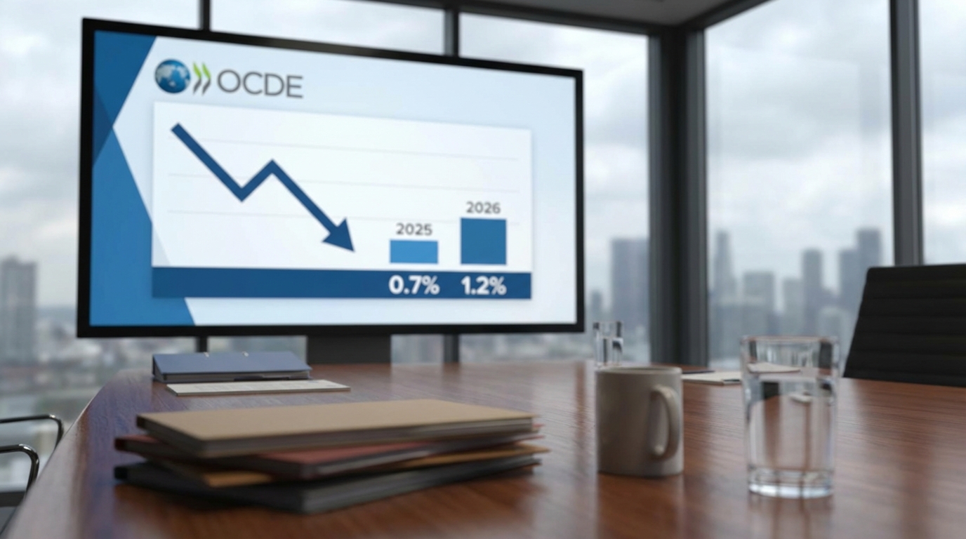 OCDE recorta pronóstico de crecimiento para México en 2026 a 1.2%