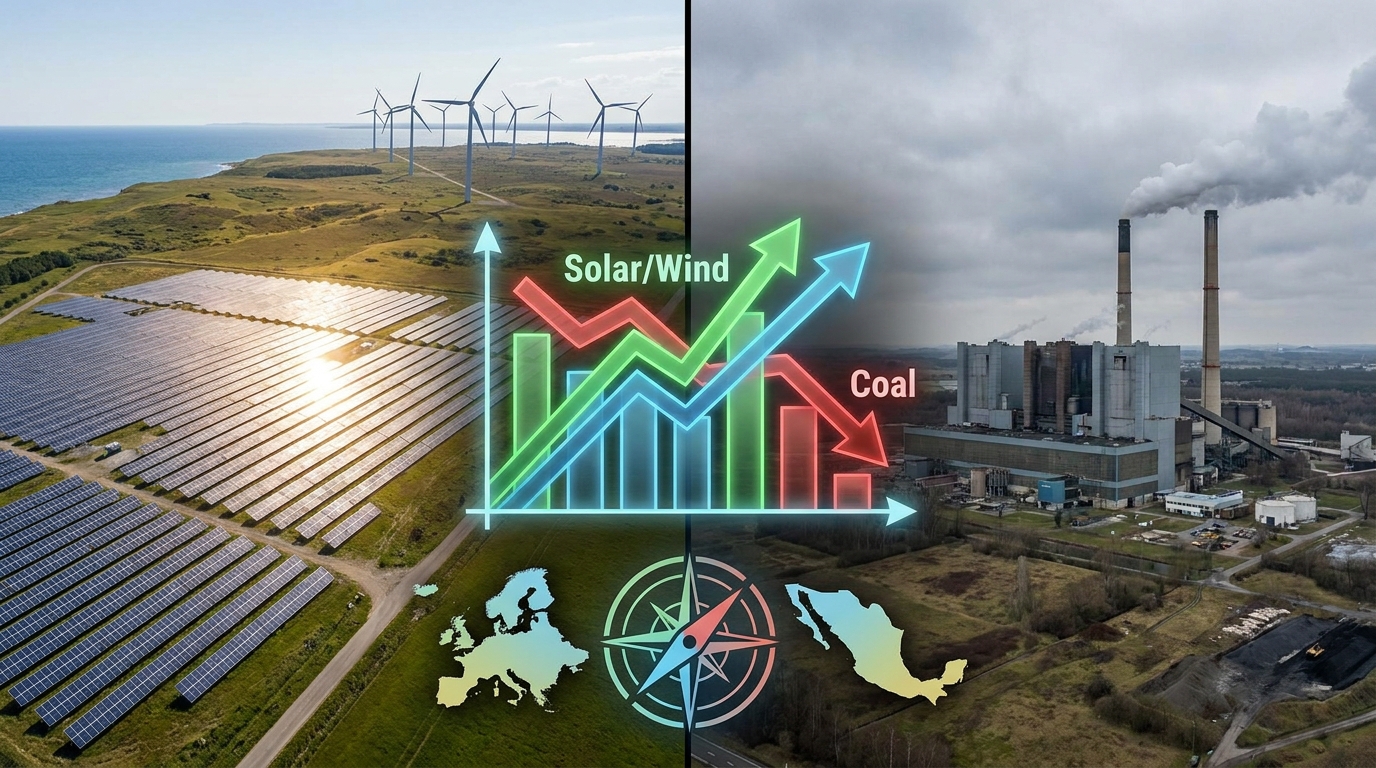 Energía solar y eólica superan al carbón en Europa, impulsando transición global relevante para México
