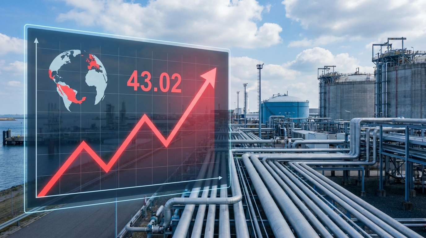 Precio del gas natural en Europa sube 8.75% a 43 euros por tensiones en Irán