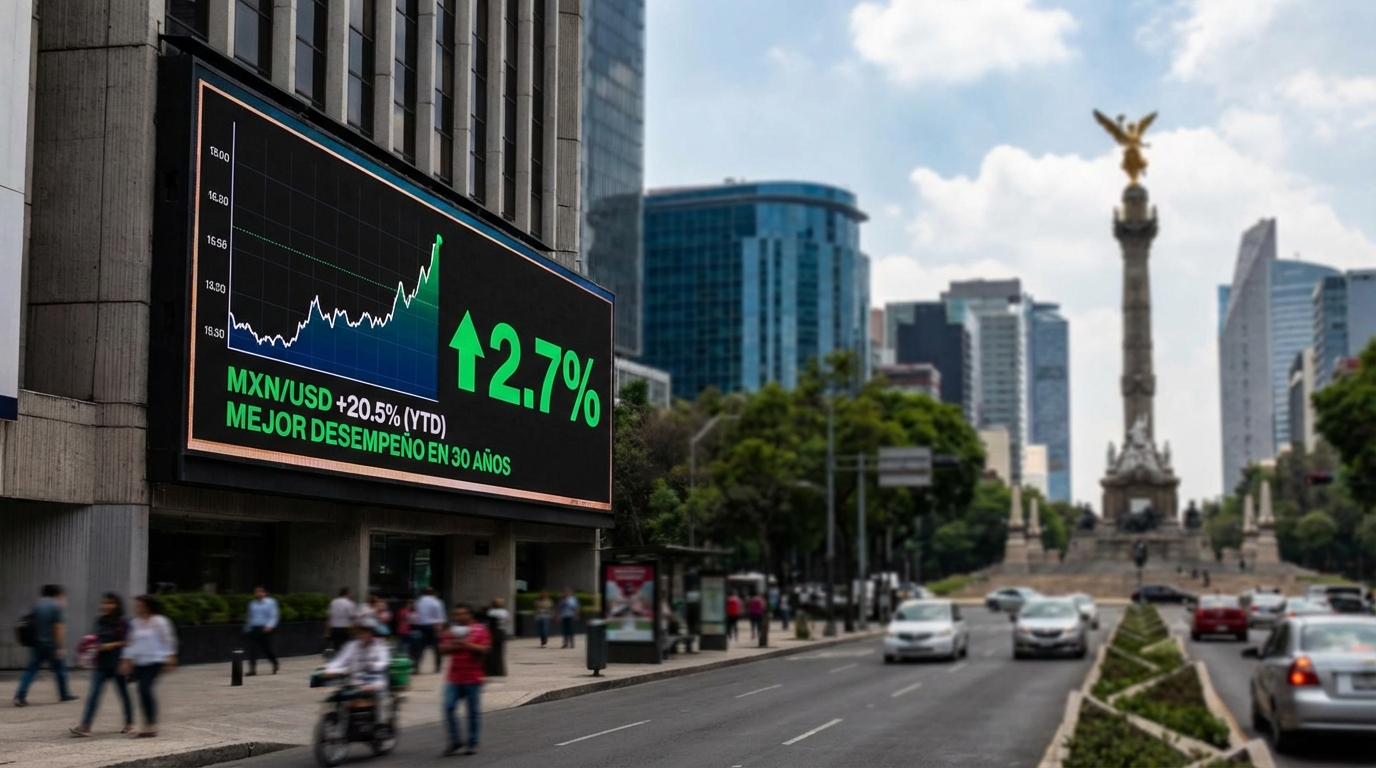 Peso mexicano apunta a ganancia histórica en 2025