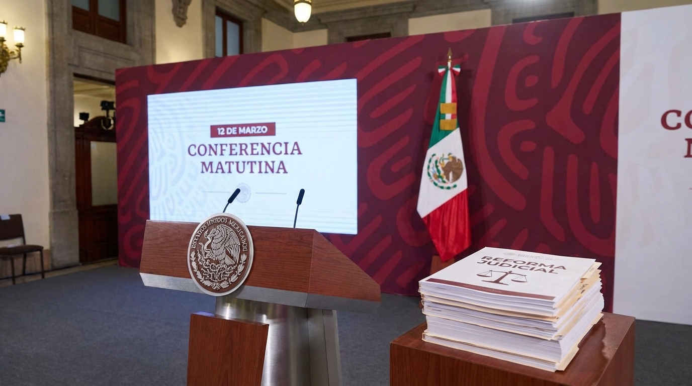 Claudia Sheinbaum defiende reforma judicial en mañanera del 12 de marzo