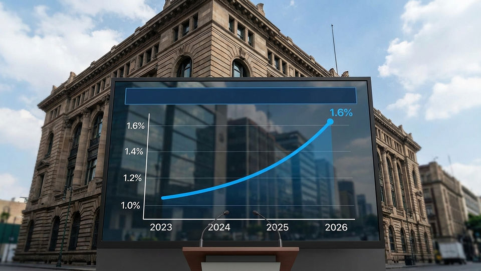 La revisión al alza de Banxico en su encuesta de expectativas eleva el PIB proyectado para 2026 a 1.6%, desde 1.4% en el sondeo previo.