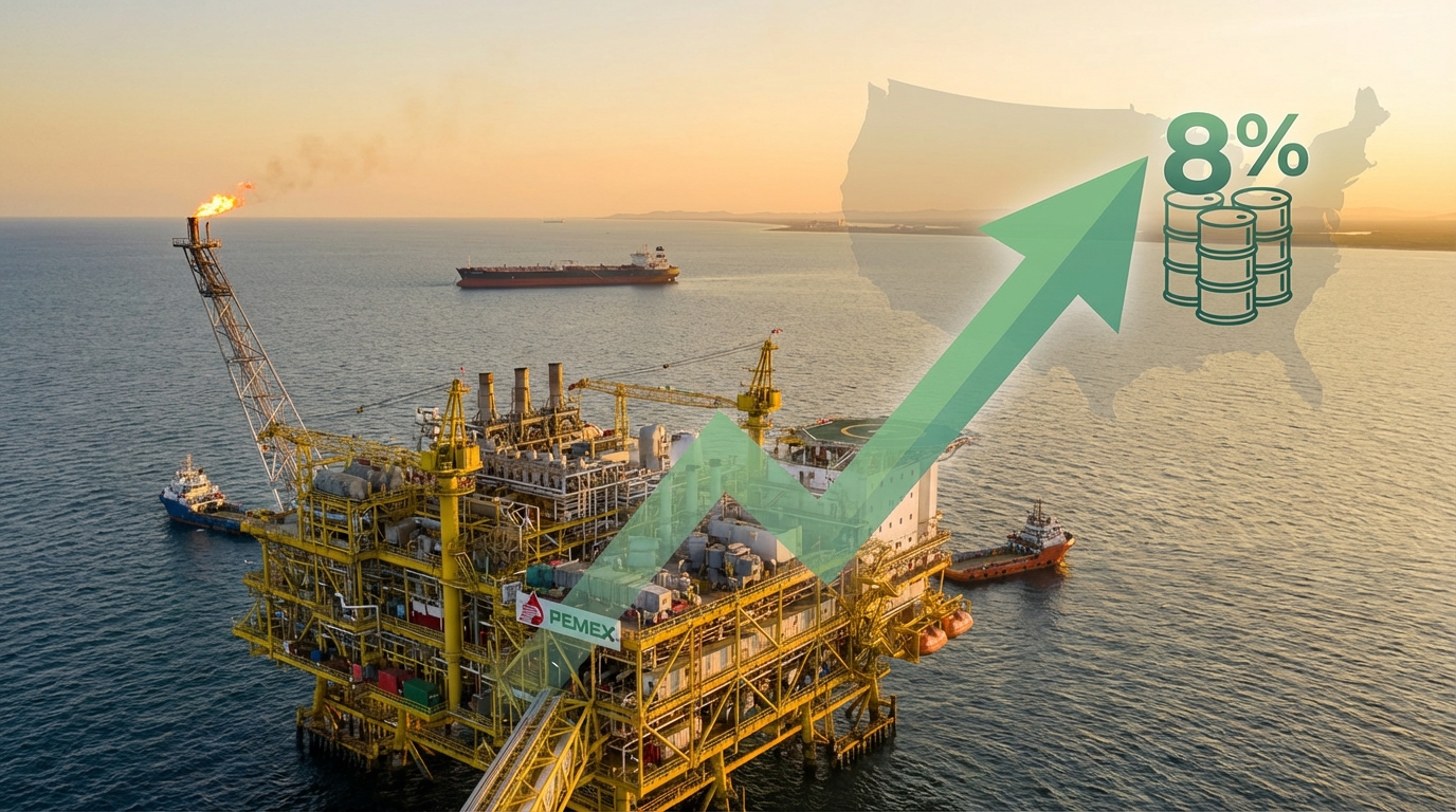 Pemex eleva producción de crudo en 8% durante marzo de 2026
