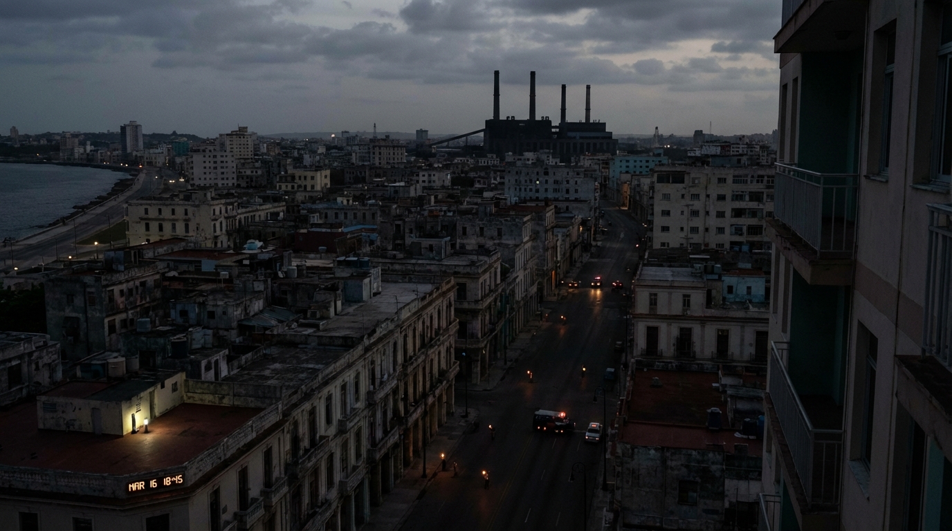 Cuba enfrenta apagón nacional el 16 de marzo de 2026 por falla en la red eléctrica