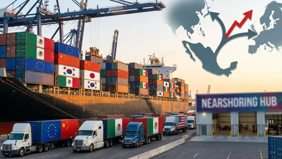 México reorienta exportaciones hacia Asia y Europa en 2025, impulsando nearshoring ante amenazas arancelarias de EE.UU.