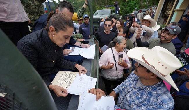 Sheinbaum recorre zonas afectadas en Puebla, Veracruz e Hidalgo; coordinación con estados y Fuerzas Armadas