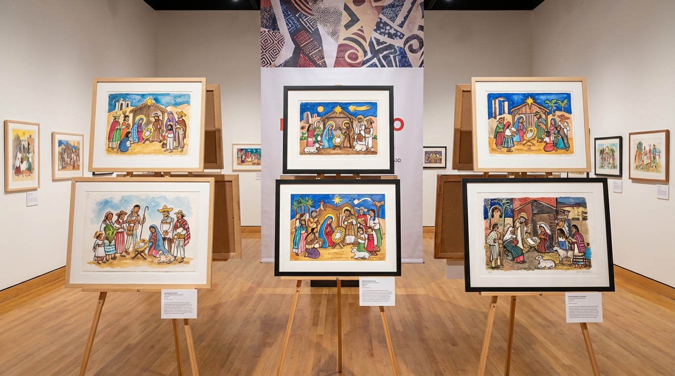 Inaugura exposición "Nacimientos Mexicanos 2025" con ilustraciones que celebran la tradición cultural del país