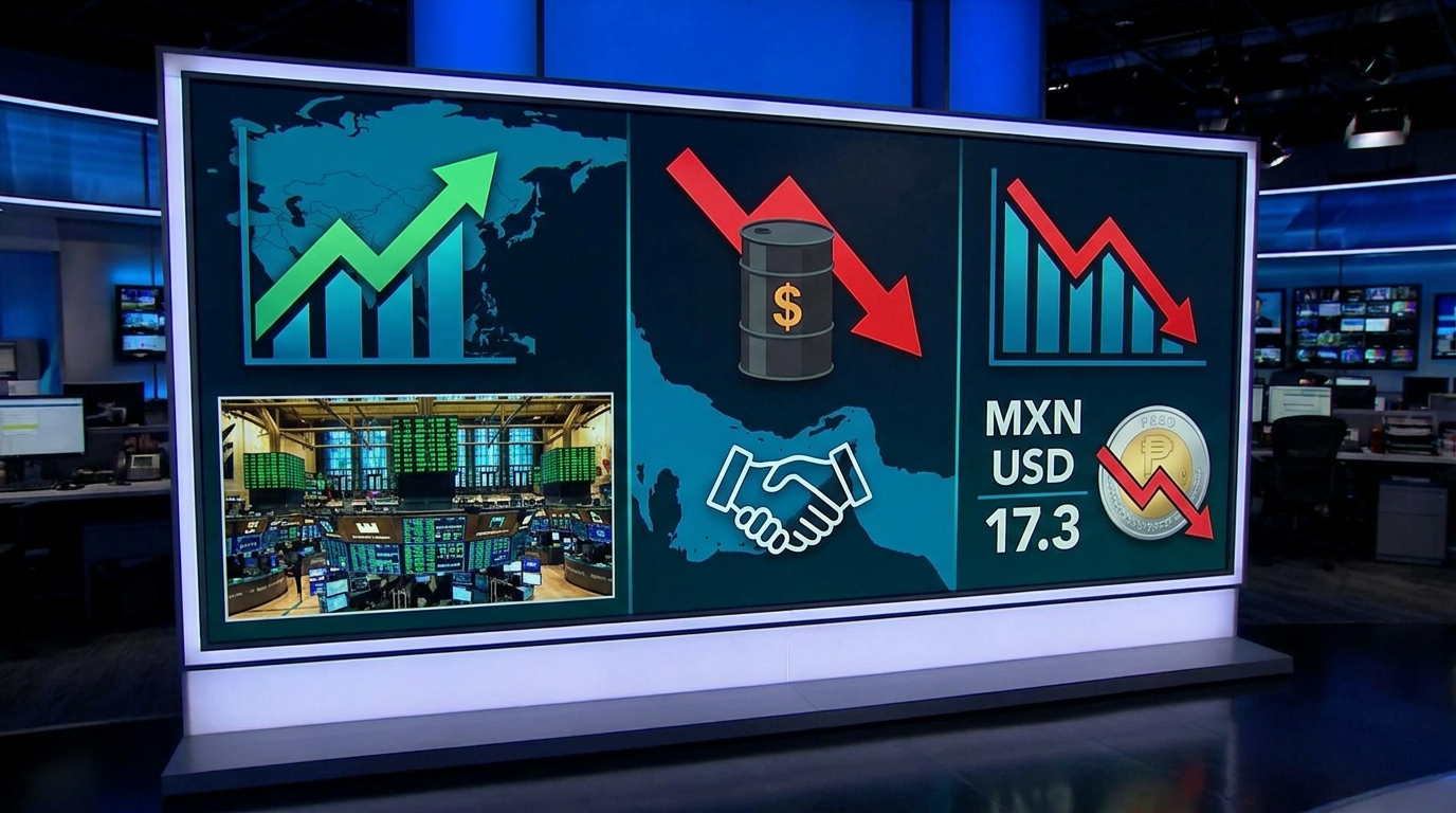 Acciones asiáticas repuntan y petróleo cae por esperanzas de diálogo con Irán; peso mexicano se deprecia a 17.3 por dólar
