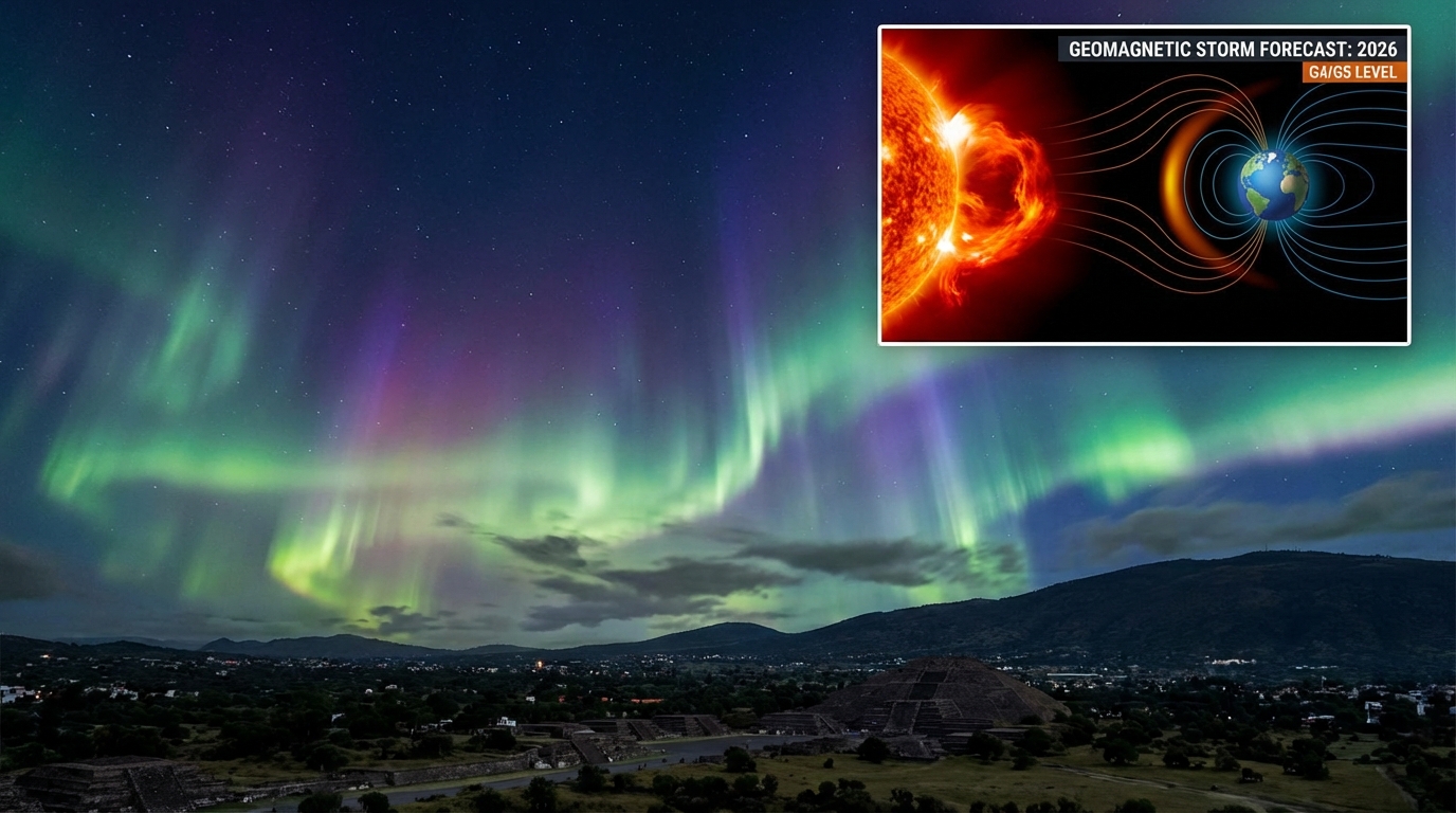 Tormenta geomagnética prevista para 2026 podría hacer visibles auroras boreales en México