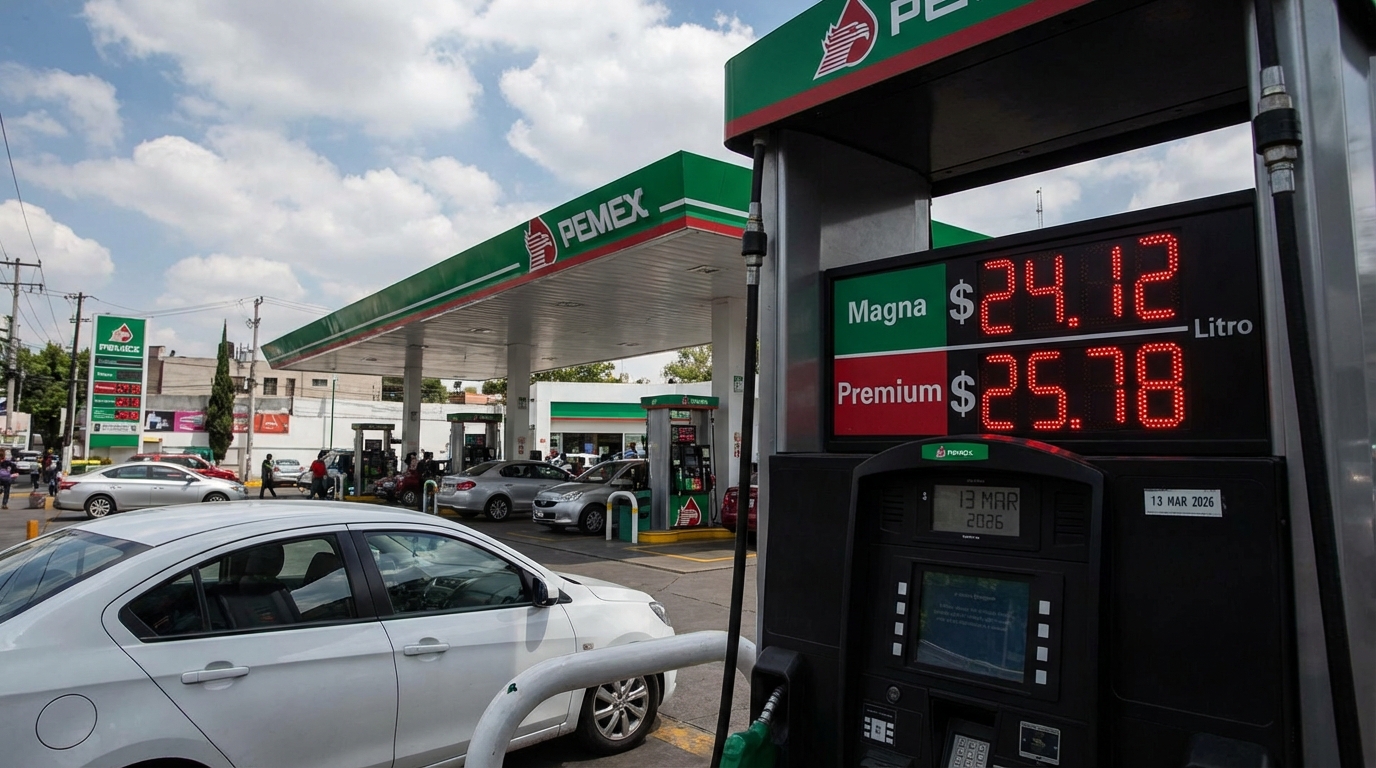 Precios de la gasolina Magna y Premium en México al 13 de marzo de 2026