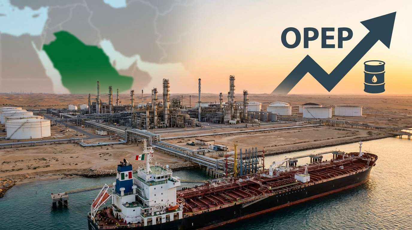 OPEP eleva producción petrolera pese a presiones de conflictos, beneficiando ingresos mexicanos por exportaciones