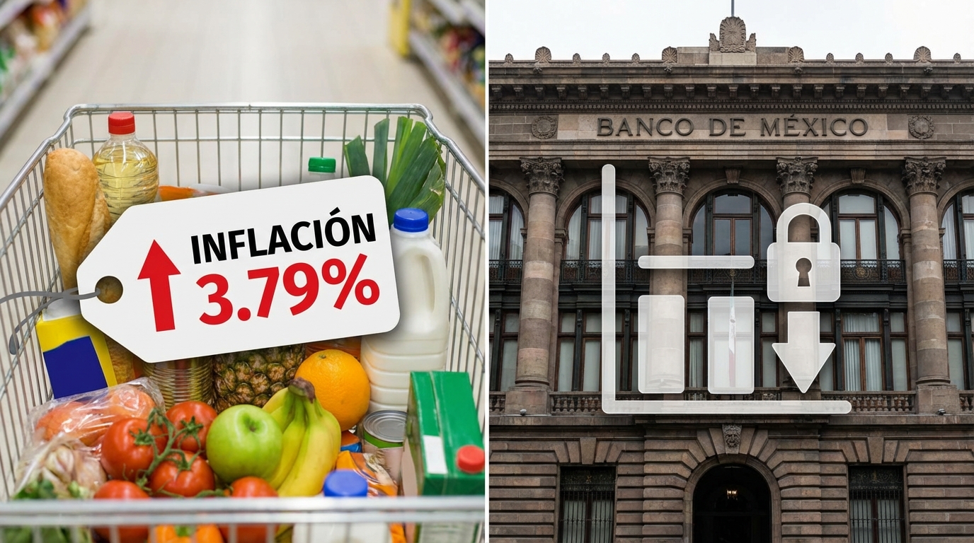 Inflación en México alcanza 3.79% en enero y Banco de México suspende recortes de tasas