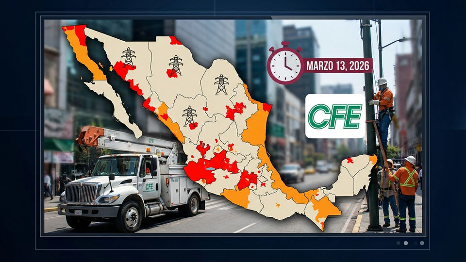 Apagón programado por CFE afecta colonias específicas en varios municipios el 13 de marzo de 2026, con horarios confirmados para mantenimiento.