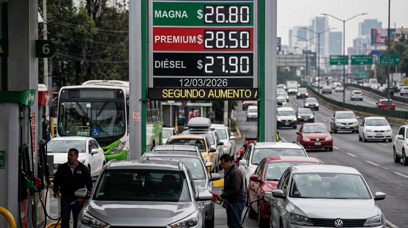 Precios de combustibles registran nuevo aumento el 12 de marzo de 2026 en México