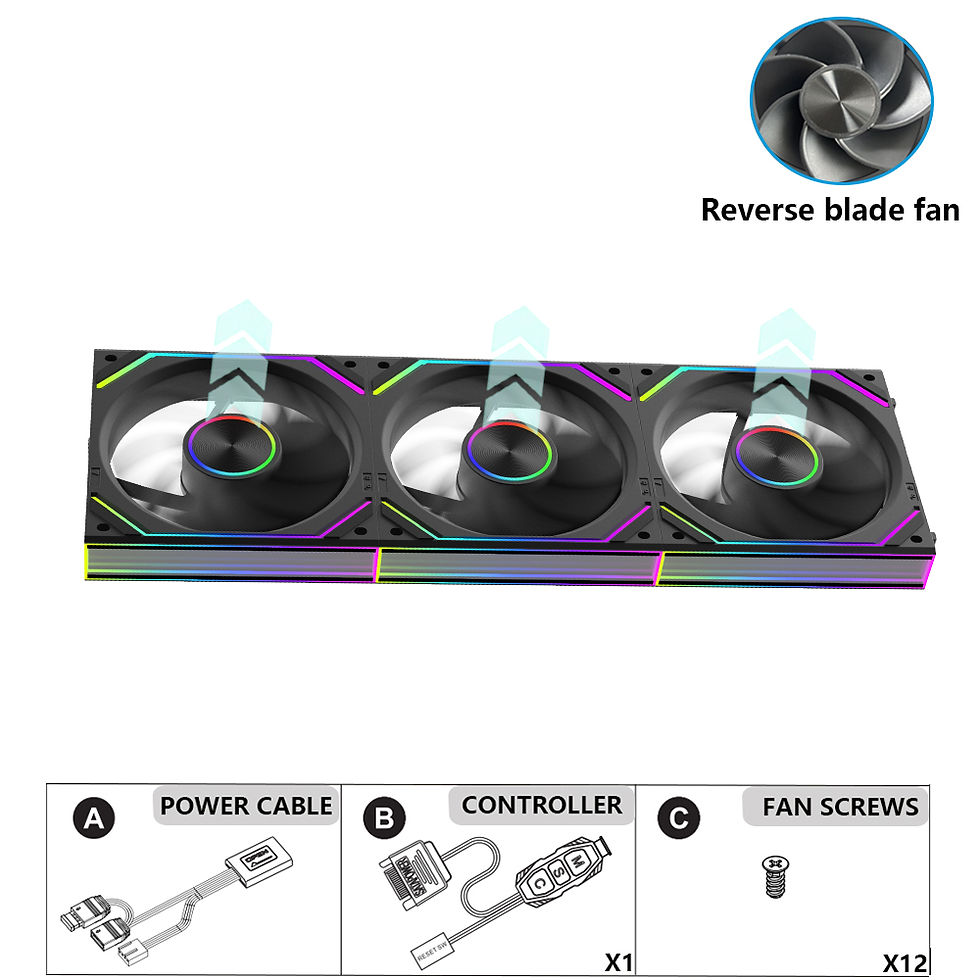 Miniatura: Wovibo 120mm Fans de refrigeração Uni de ARGB RGB Cooler Fan PWM 4PIN Wireless