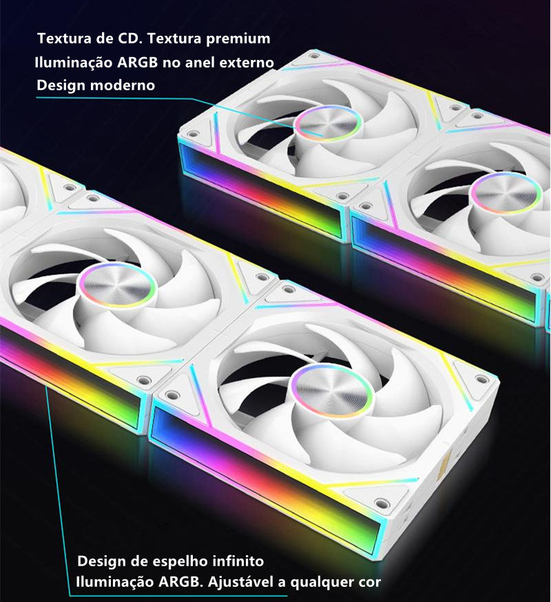 Miniatura: Wovibo 120mm Fans de refrigeração Uni de ARGB RGB Cooler Fan PWM 4PIN Wireless