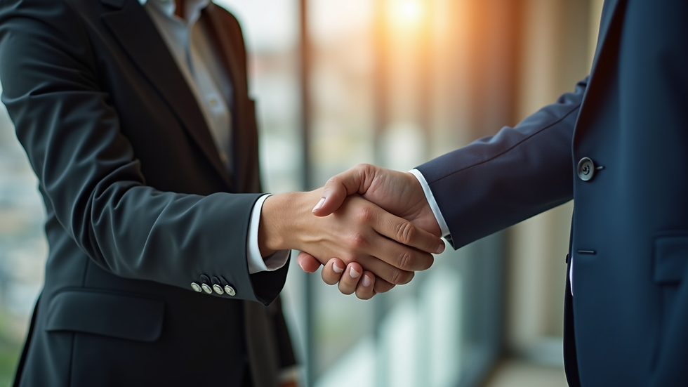 High angle view of a tax professional shaking hands with a client