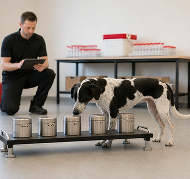 Medical Alert Research Dog Sniffing samples