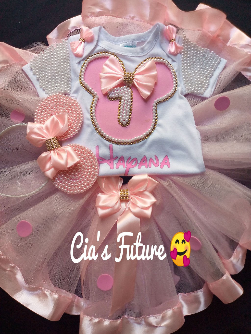 Conjunto customizado Minnie rosa bebê 
