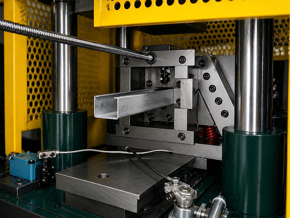 standard roll formed metal profile exiting precision tooling