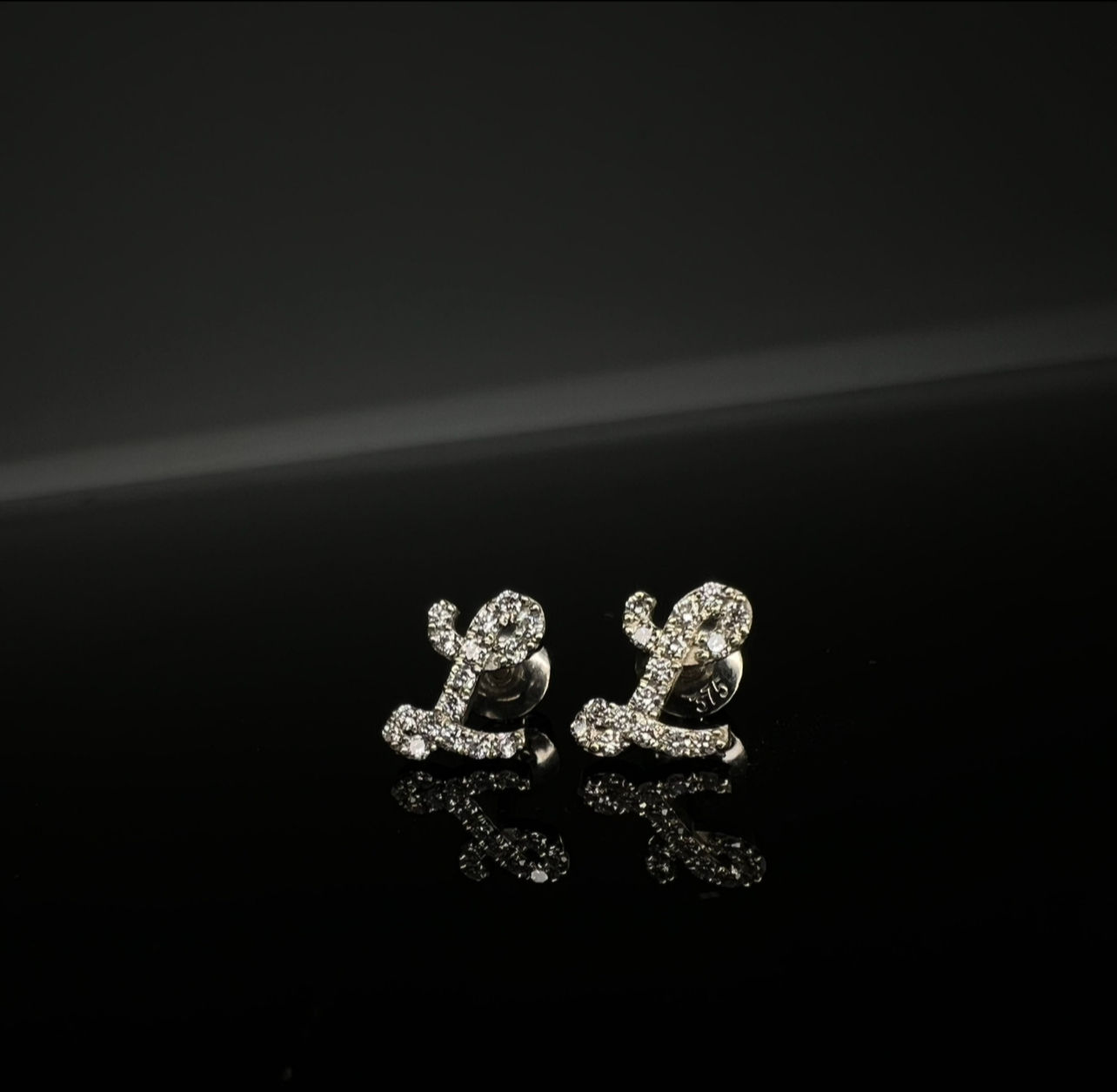 The Signature Initial — Diamond Set Gold Earrings