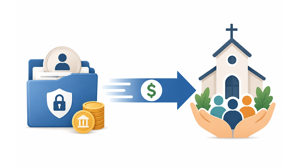 Illustration showing a direct charitable transfer from an IRA to a qualified nonprofit organization.