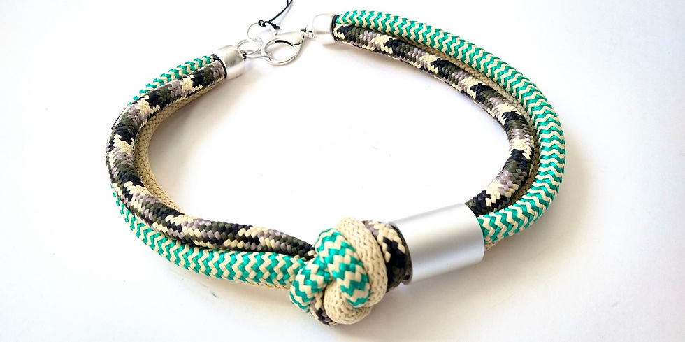 Thumbnail: Christina Brampti Shula Necklace in Mint and Check.