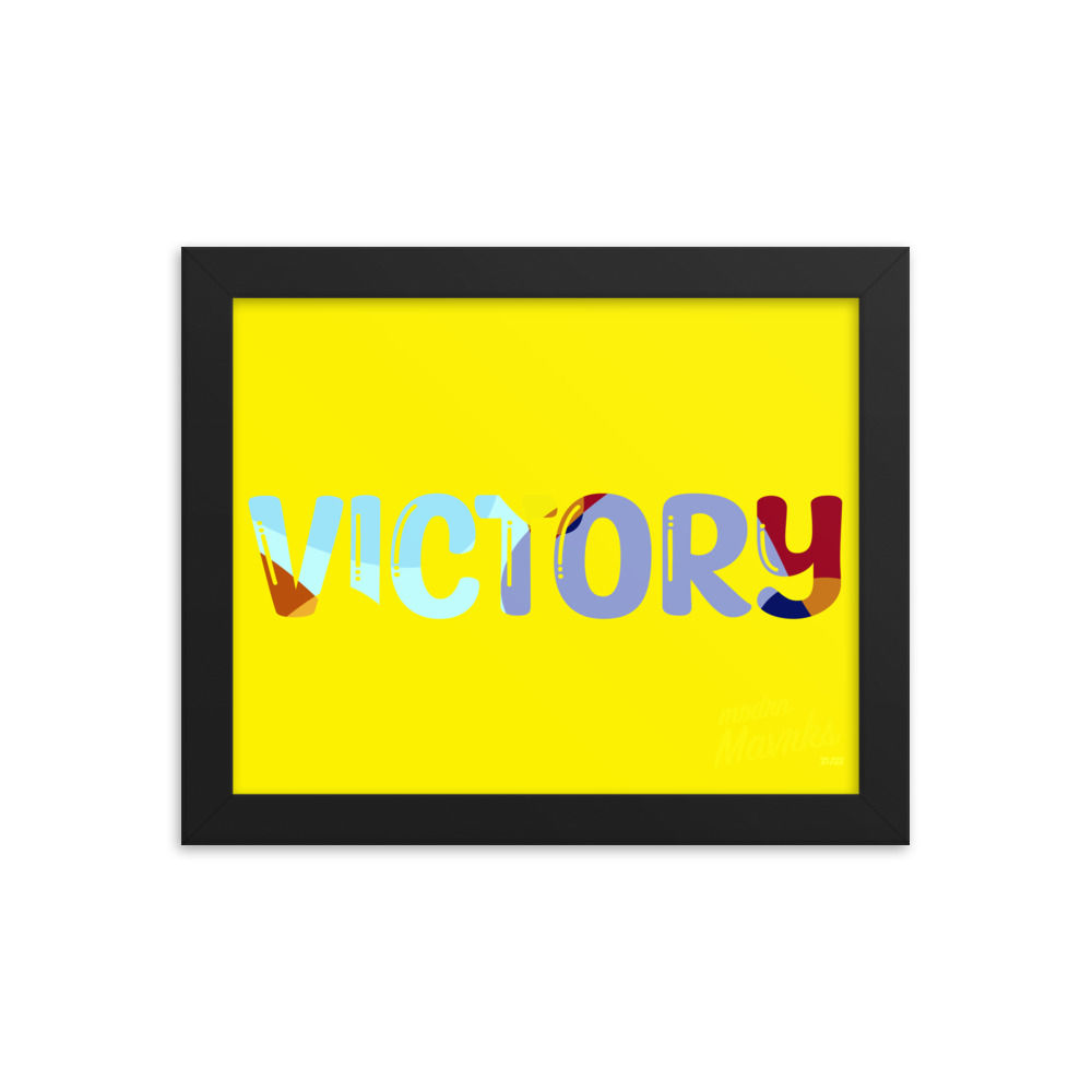 Victory (yellow) print Framed photo paper poster