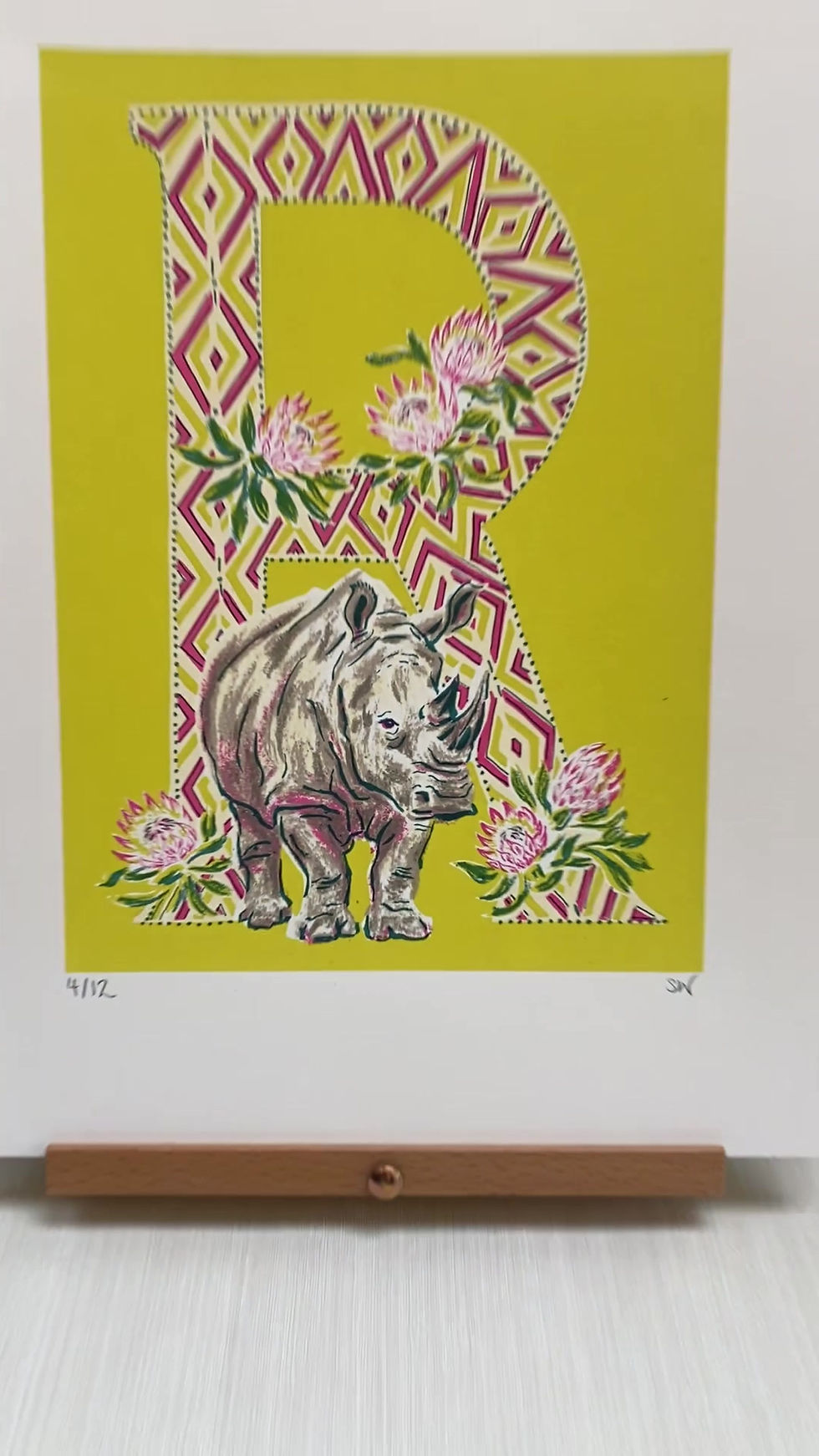 Thumbnail: R for Rhinoceros Screenprint