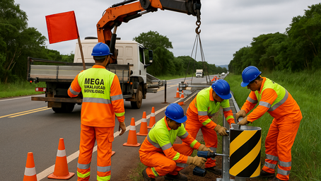 Grupo Mega Sinalização Instala Terminais Absorvedores de Energia na Rodovia 040 Entre Belo Horizonte e Juiz de Fora