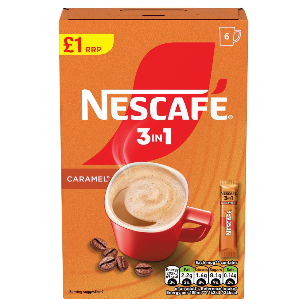 Nescafe 3in1 Caramel Instant Coffee Sachets 96g