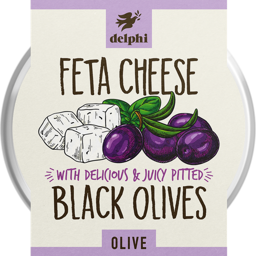 Delphi Olives and Tapas - Black Pitted with Cheese 160g