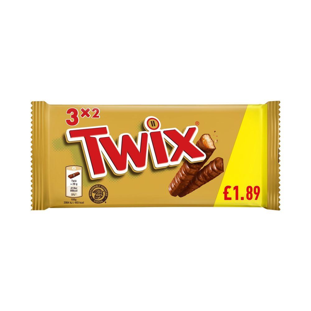 Twix Caramel & Milk Chocolate Fingers Biscuit Snack Bars Multipack